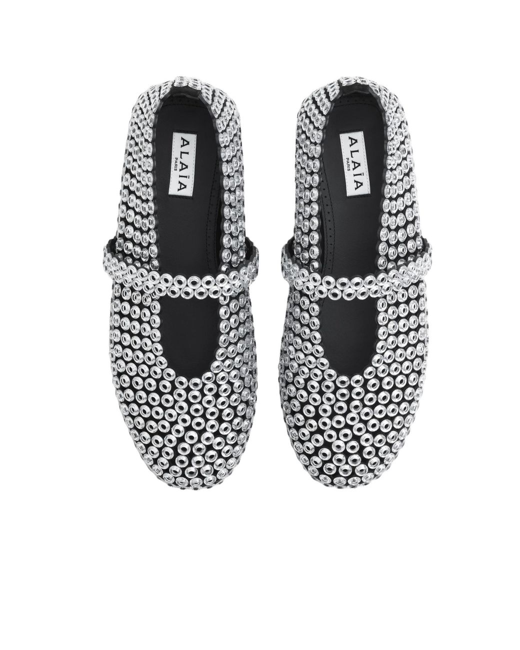 Alaïa White Alaïa Embellished Ballet Flat Shoes