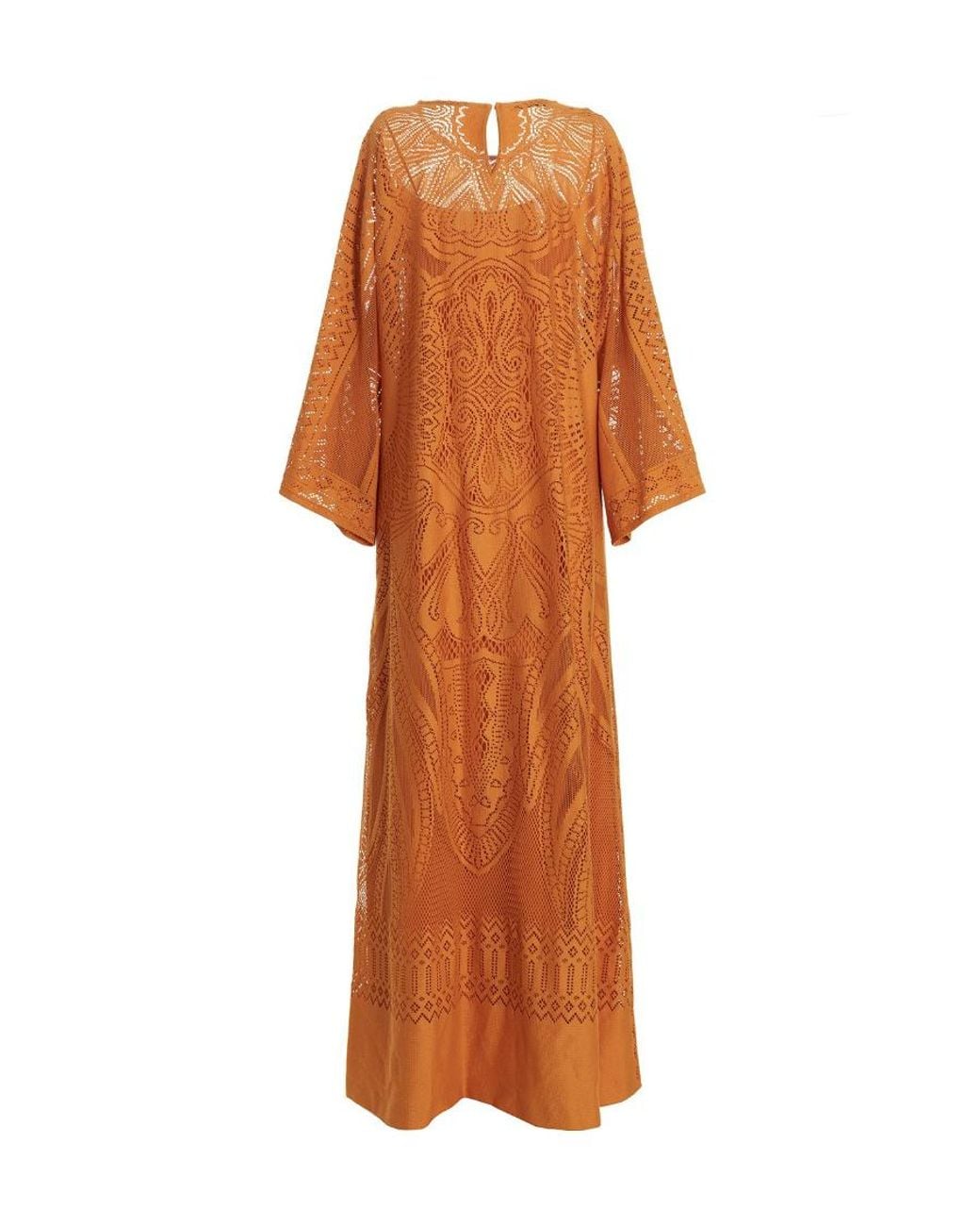 Alberta Ferretti Orange Crochet Maxi Dress