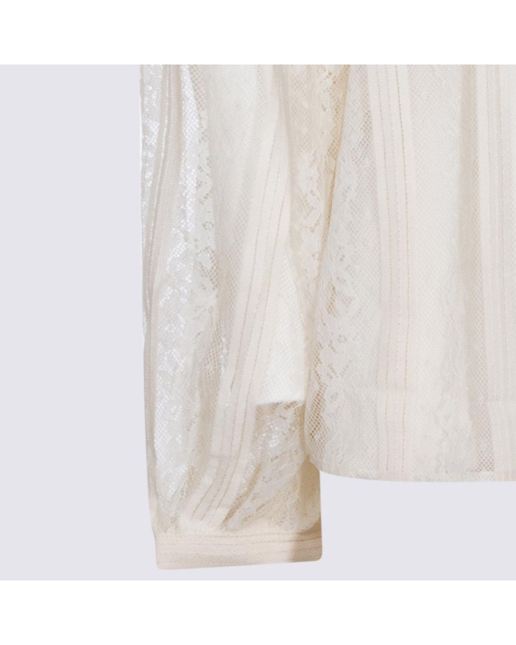 Twinset White Striped Lace Bow Blouse