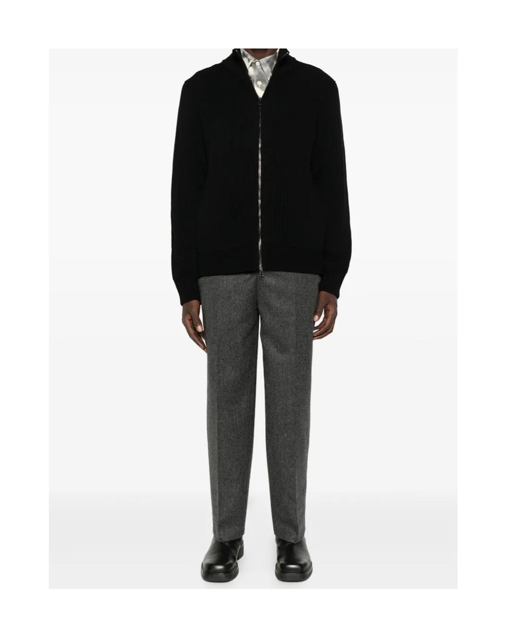 Roberto Collina Blue Zippered Ribbed Sweater for men