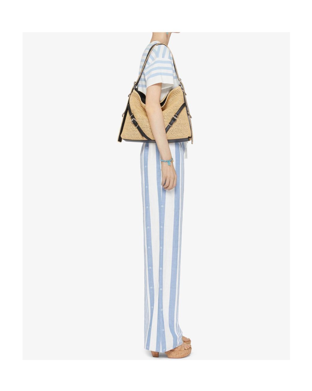 Givenchy Blue Striped Motif Drawstring Trousers