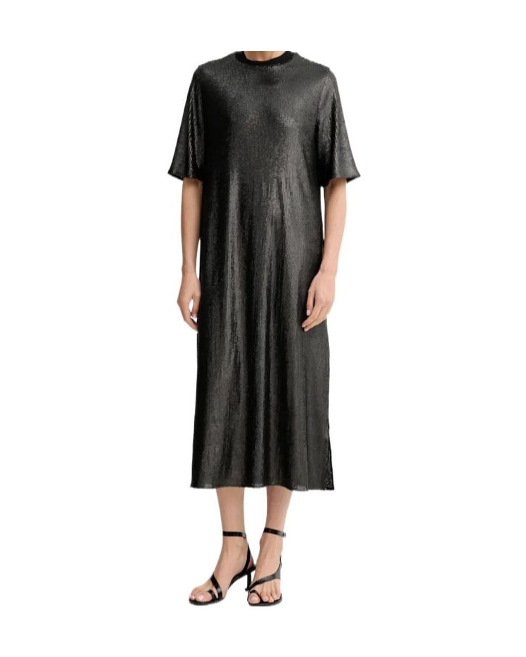AllSaints Black Anna Sequin-Embellishment Midi Dress