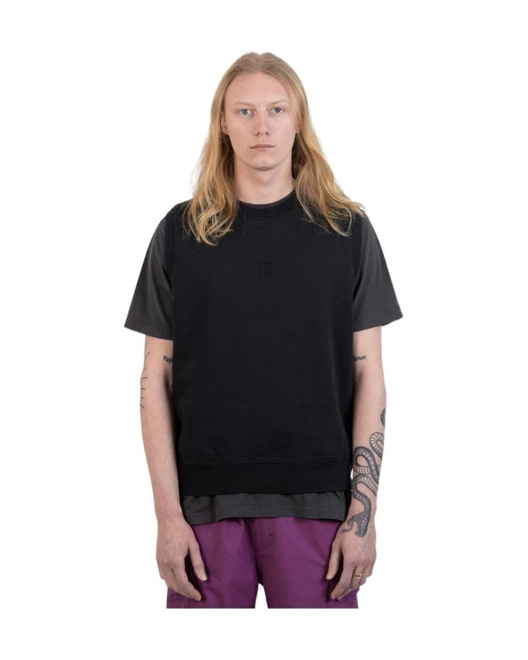 Stussy Black T-Shirt With Round Neck And Short Sleeves for men