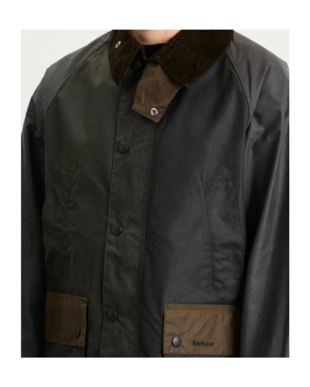 Barbour Gray Patchwork Os Bdl Buttoned Wax Jacket for men