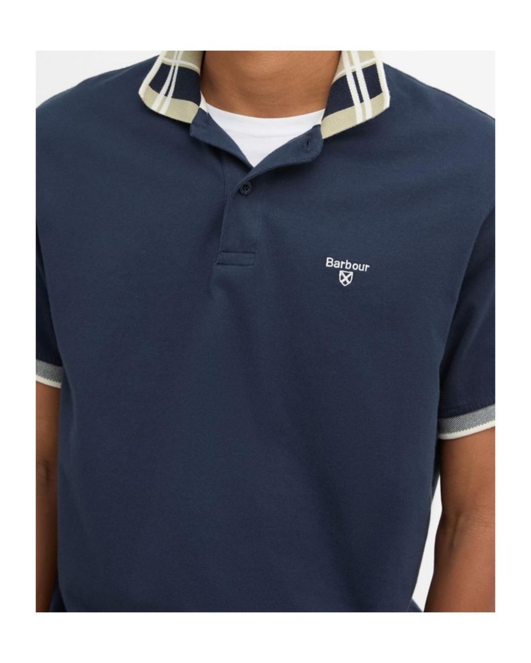 Barbour Blue Logo Embroidered Polo Shirt for men