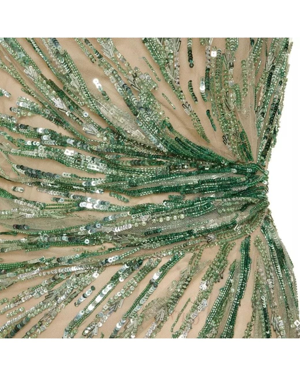 Valentino Green Long Dress With Sequins Embellished
