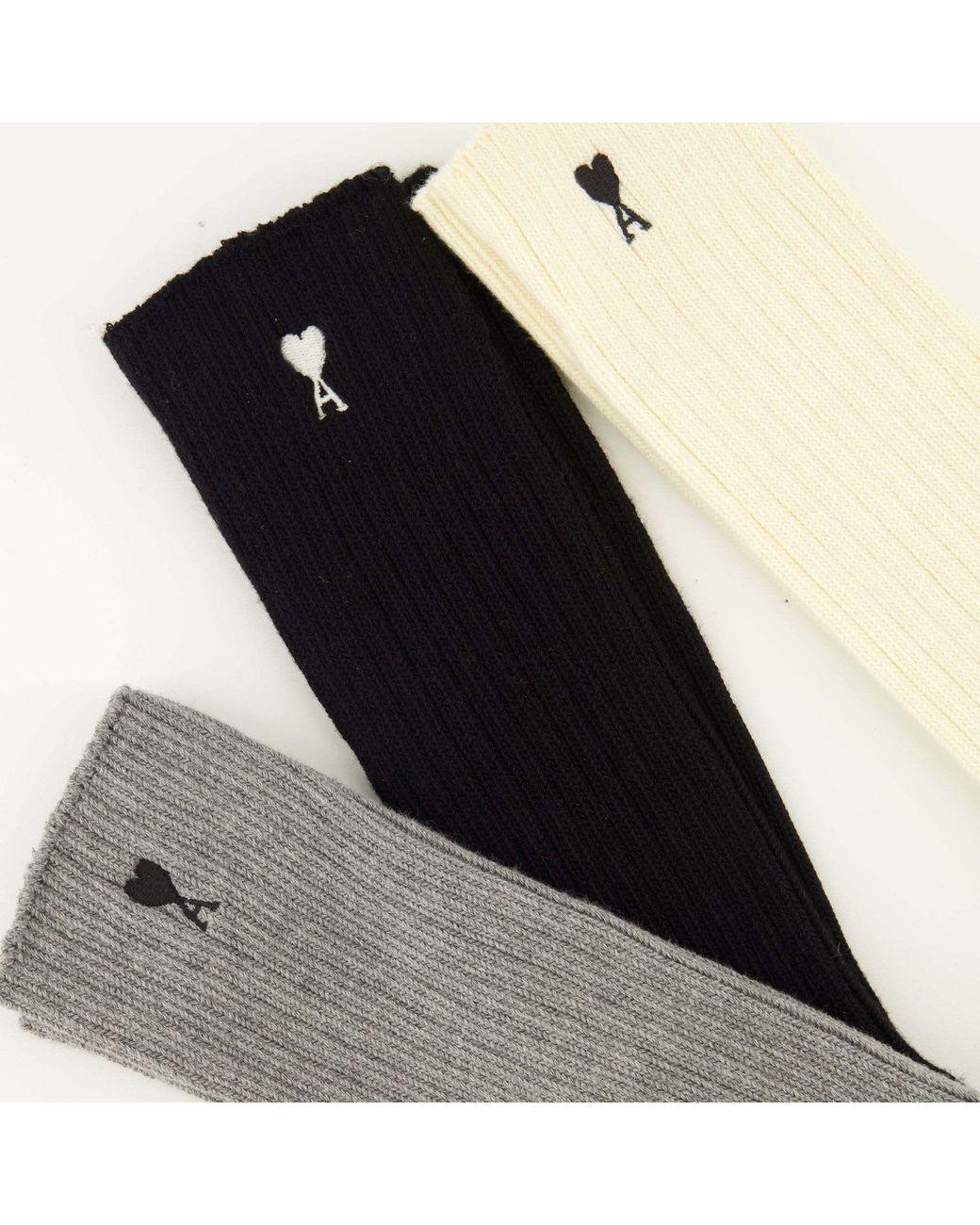 AMI Black Ami Ami De Coeur Set Of Three Socks for men