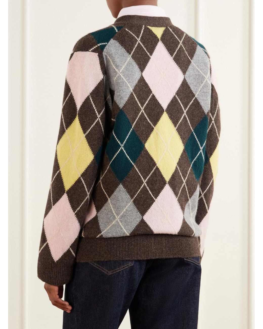 &Daughter Black Ava Argyle Wool Cardigan