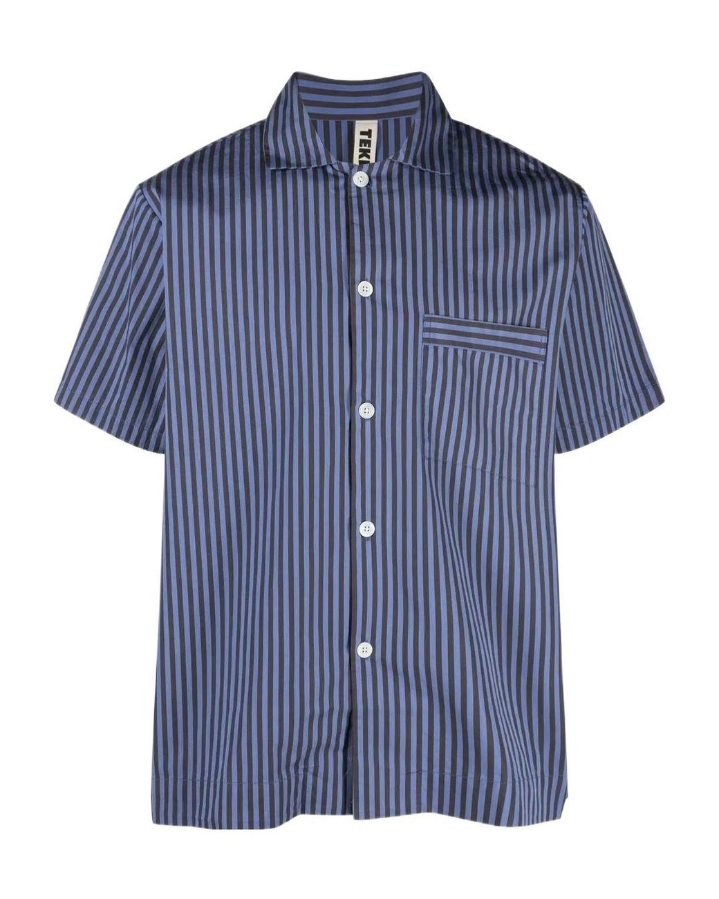 Tekla Blue Pajama Short-Sleeved Shirt for men