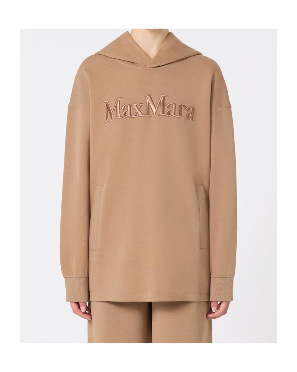 Max Mara Natural Visiera Logo Embroidered Hoodie