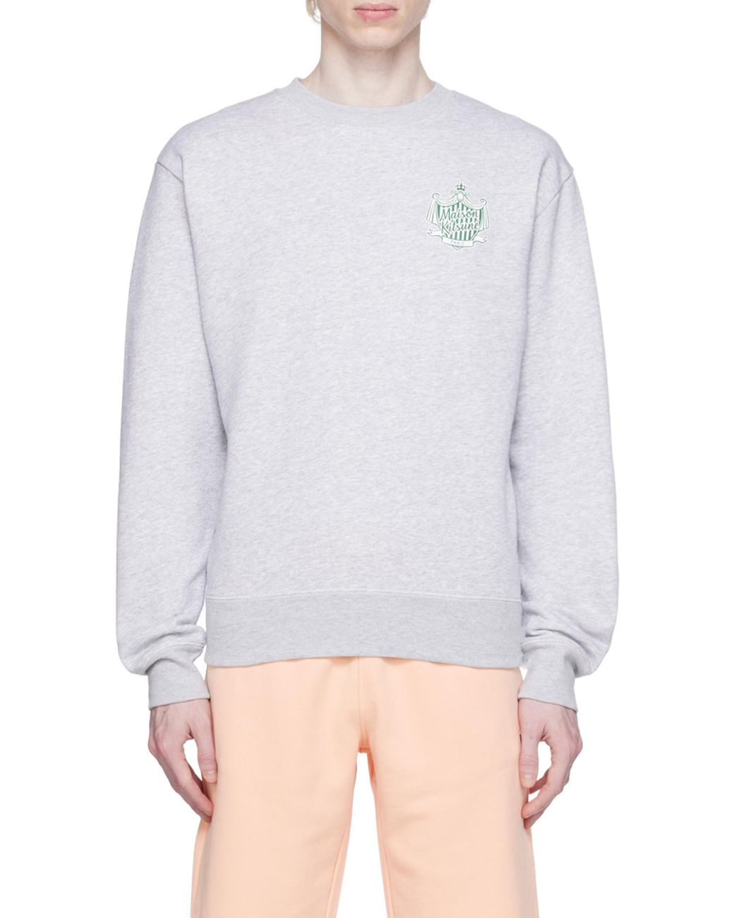Maison Kitsuné Blue Logo-Print Long-Sleeved Cotton Sweatshirt for men