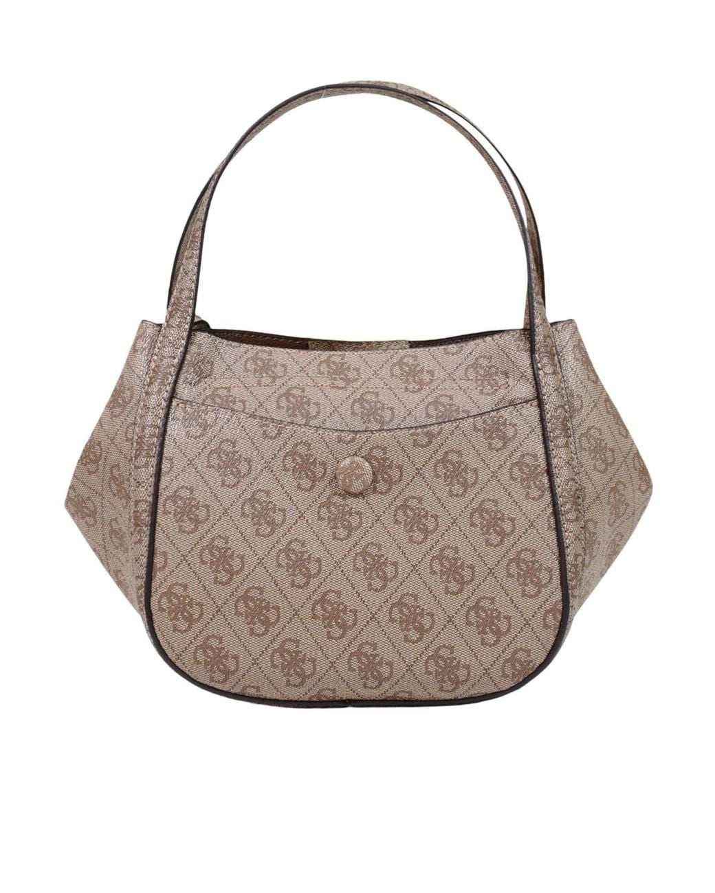 Guess Gray Coleen Monogram-Print Logo-Plaque Tote Bag