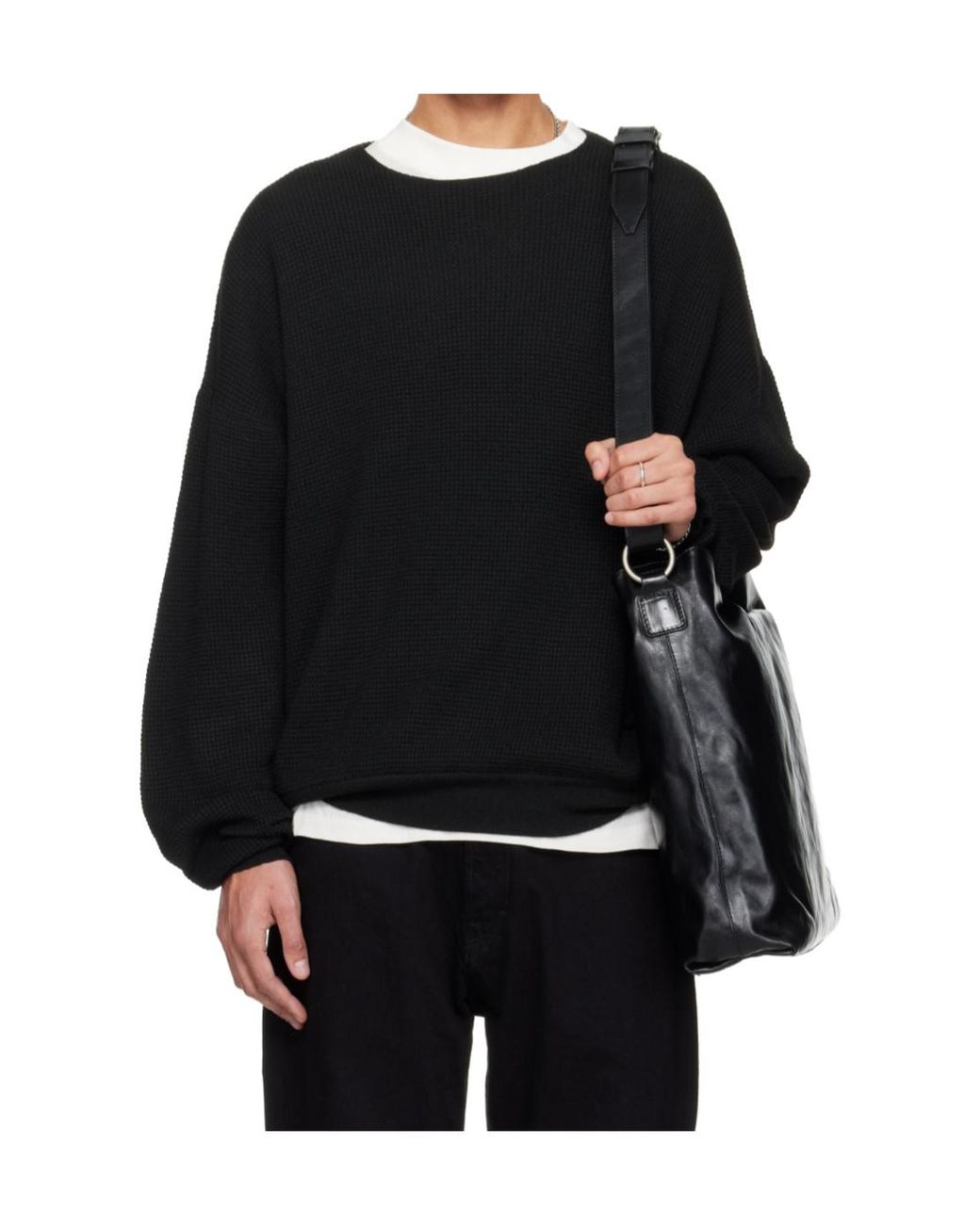 Fear Of God Black Waffle Crewneck Sweater for men