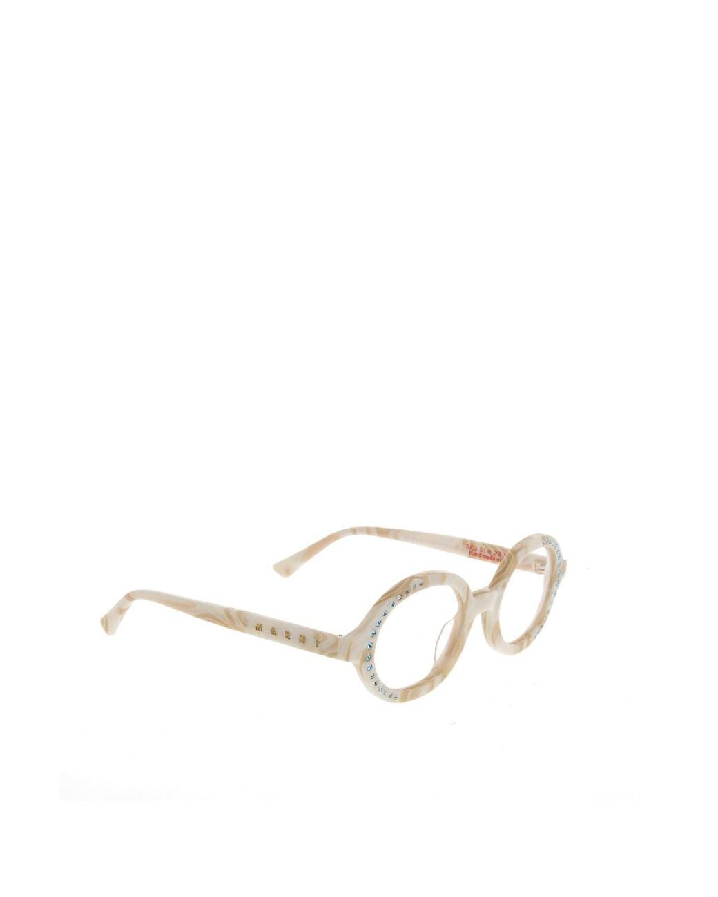 Marni White Eyewear Round Frame Embellished Glasses