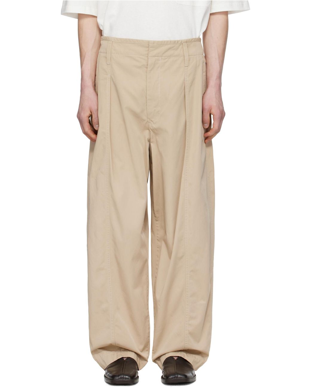 Lemaire White Pleated Palazzo Pants for men