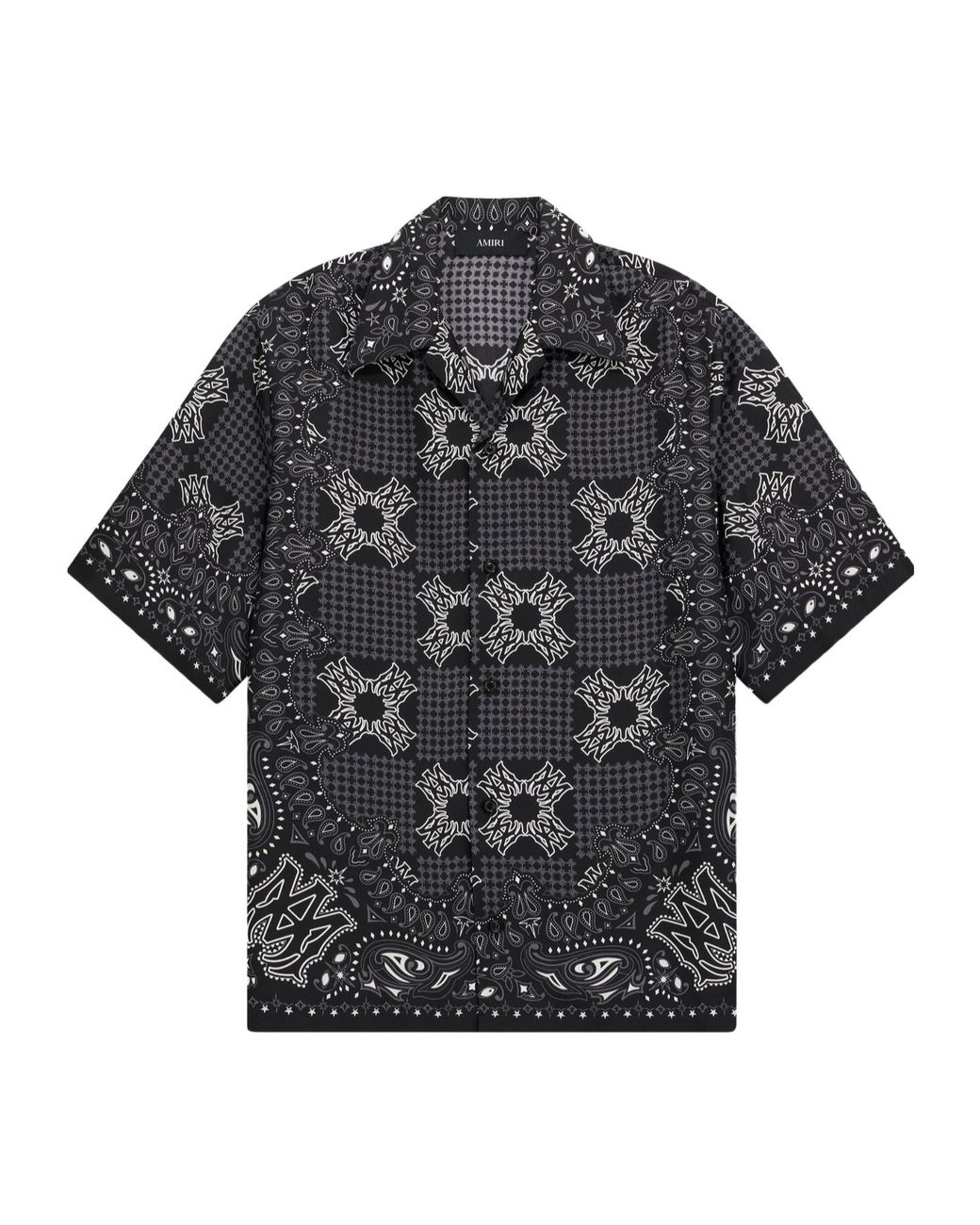 Amiri Gray Ma Check Camp Shirt for men