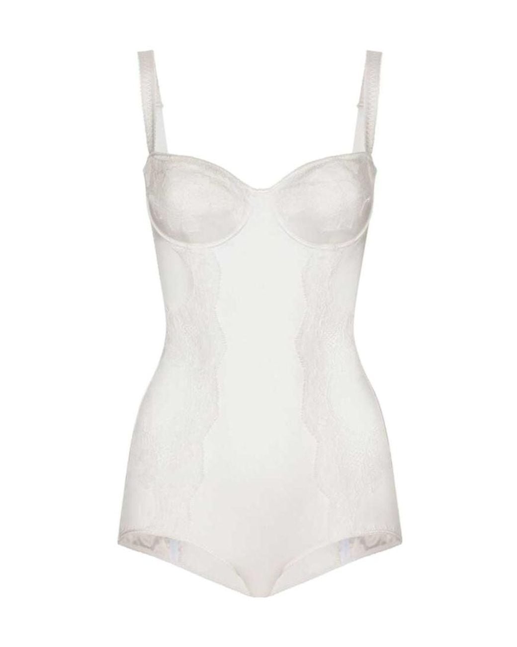 Dolce & Gabbana White Lace Panel Bodysuit