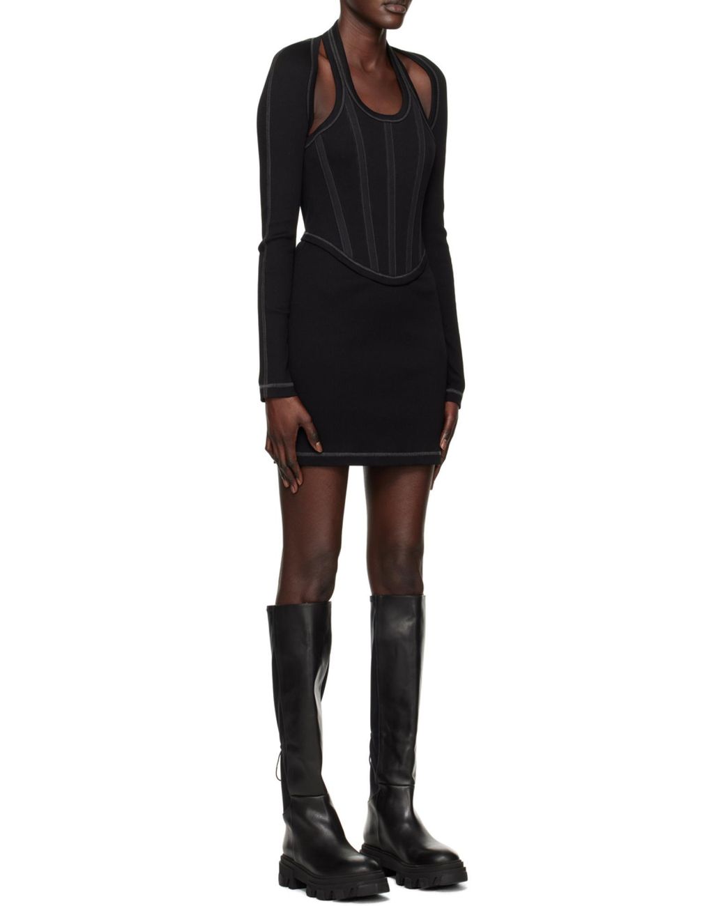 Dion Lee Black Modular Corset Dress