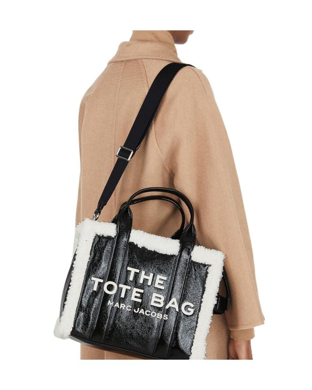 Marc Jacobs Black Medium The Crinkle Shearling Tote Bag