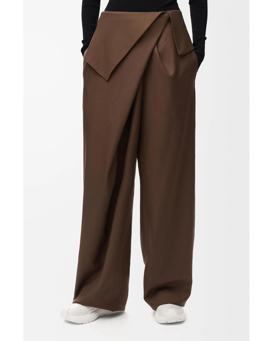 Loewe Brown Wool Pleated Trousers