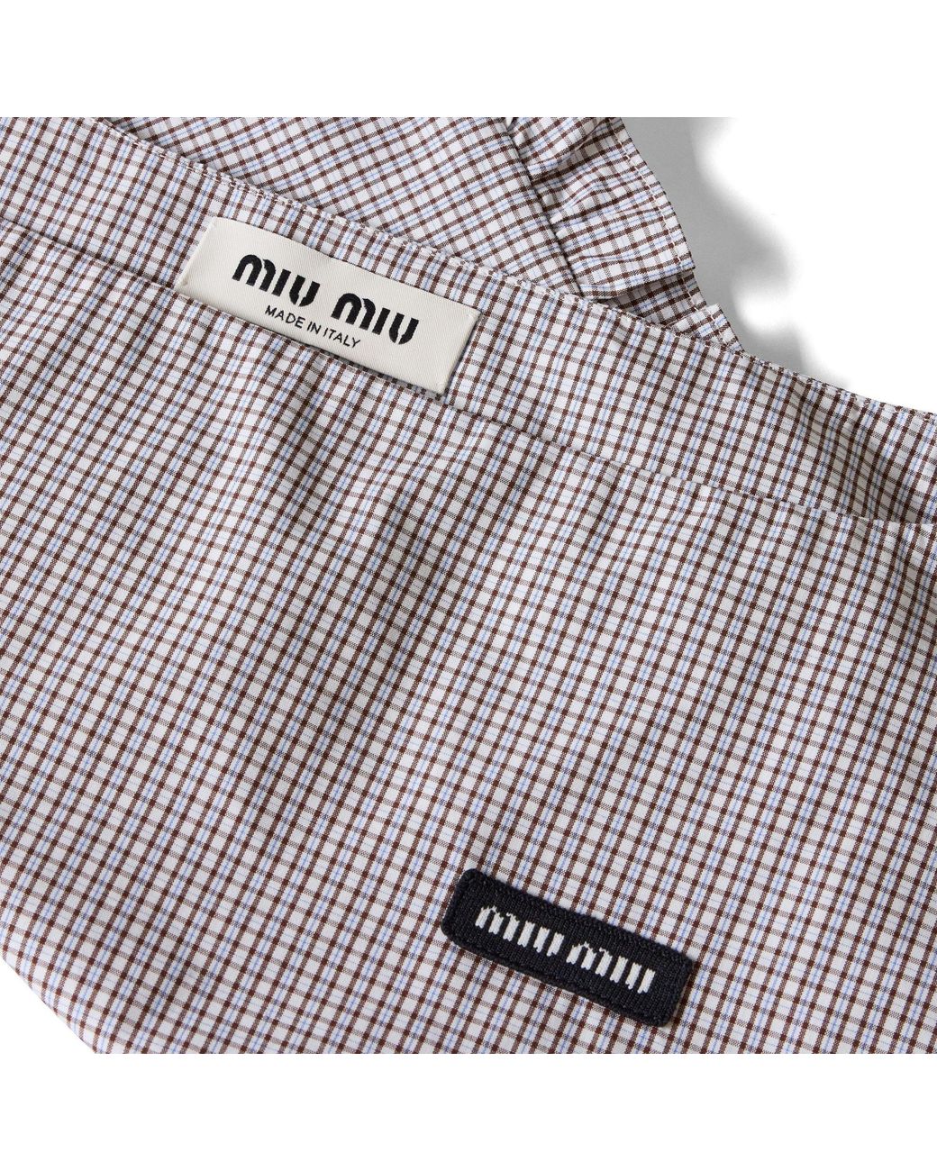 Miu Miu Gray Check Top Crop