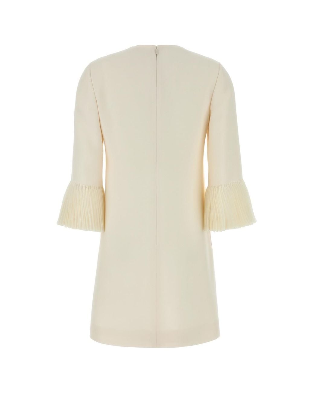 Valentino Natural Embroidered Crepe Couture Short Dress