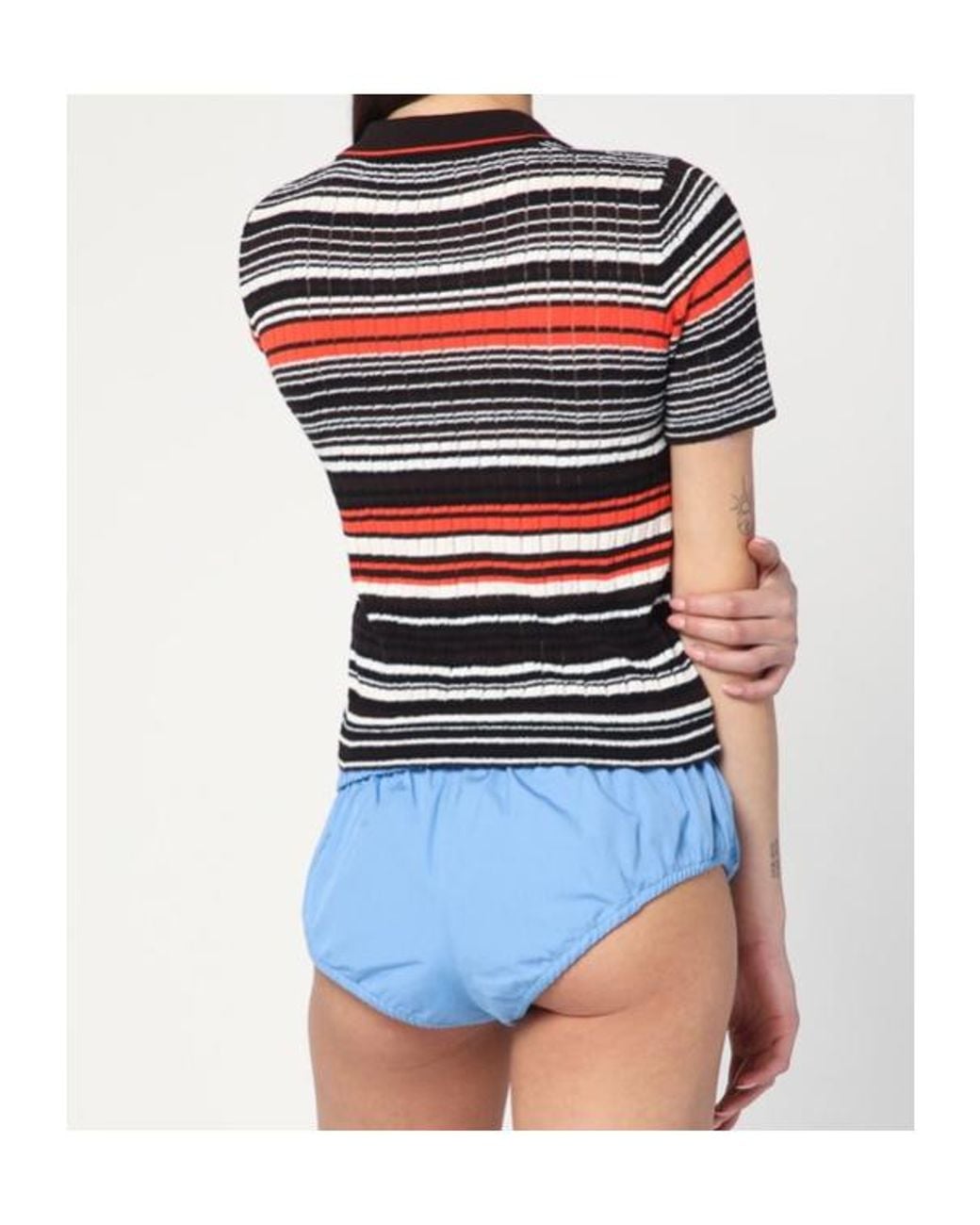 Roberto Collina Blue Striped Knitted Polo Shirt