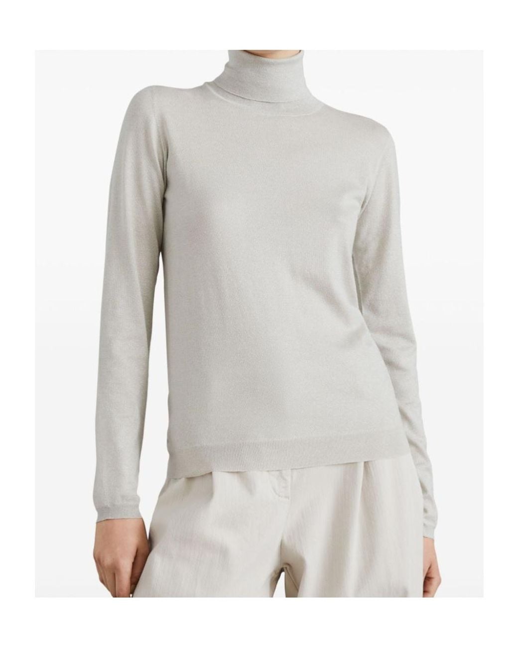 Brunello Cucinelli White Turtleneck Knitted Jumper