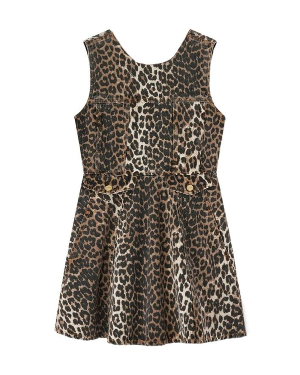 Ganni Multicolor Leopard Denim Mini Dress