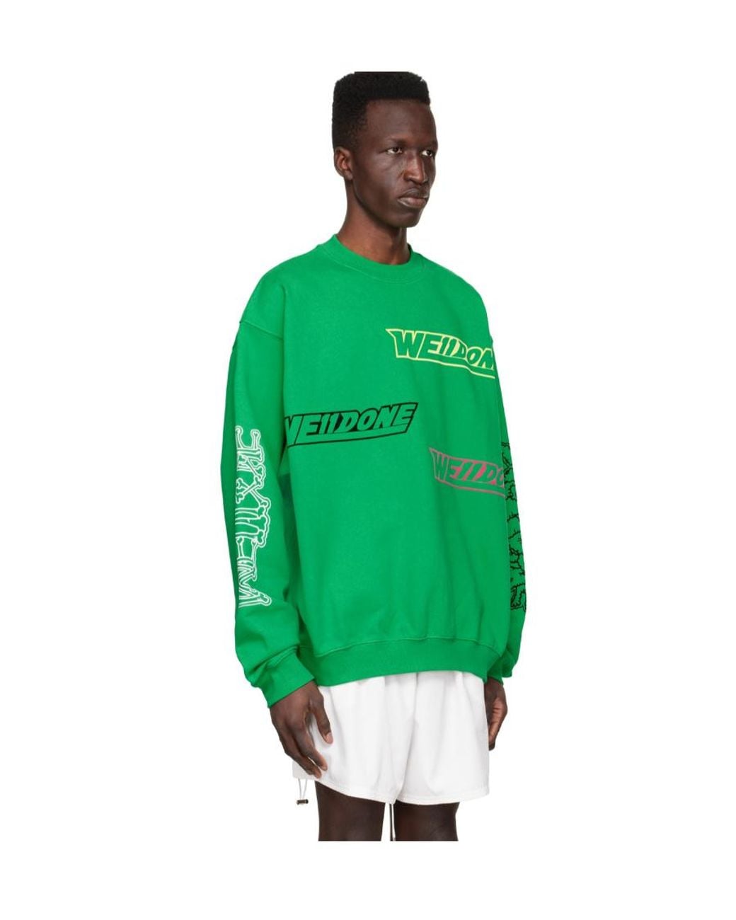 we11done Green Logo-Detail Pullover Sweatshirt for men