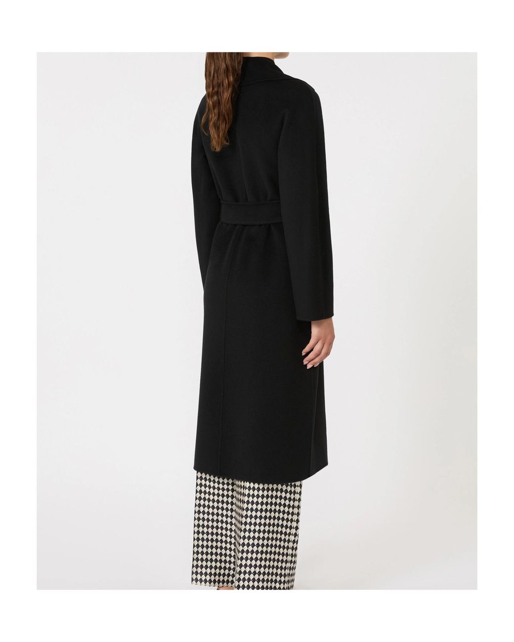 Max Mara Black Wool, Cashmere And Silk Long Wrap Coat