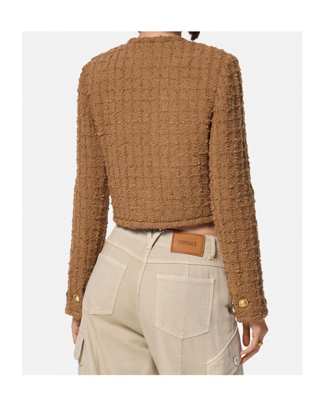 Versace Brown Heritage Button-Up Tweed Jacket