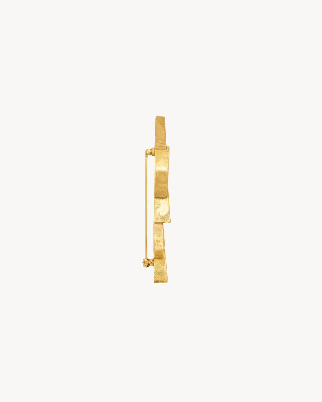 Saint Laurent Metallic Cassandre Logo Engraved Brooch