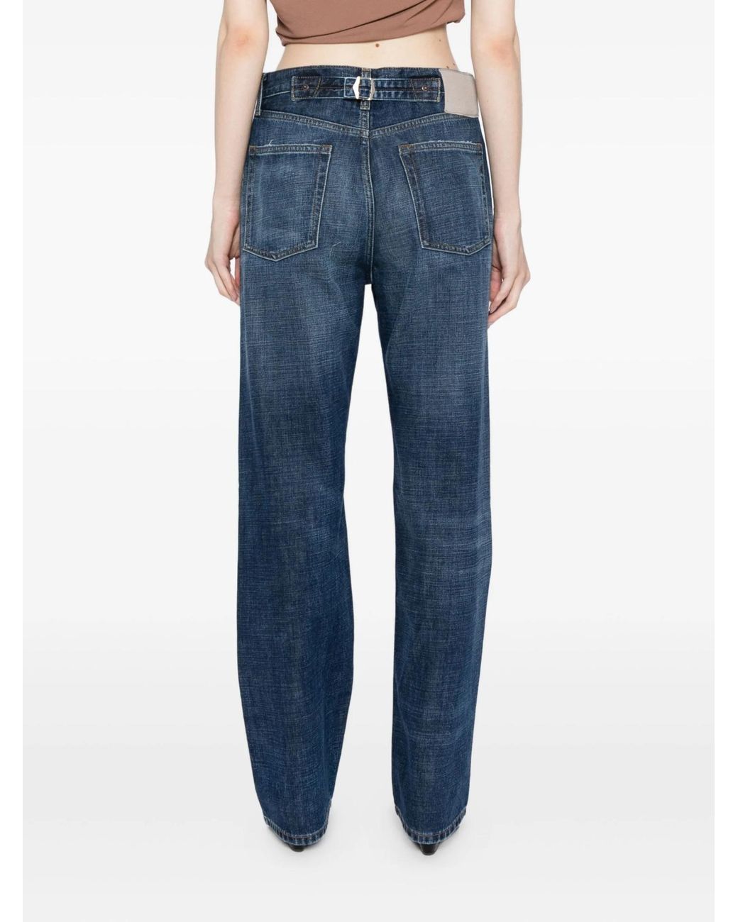 AYA MUSE Blue Buckled Straight Leg Jeans