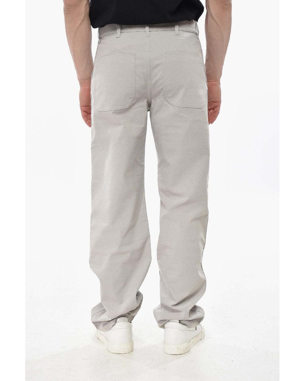 Ferragamo Gray Logo Button Pants for men
