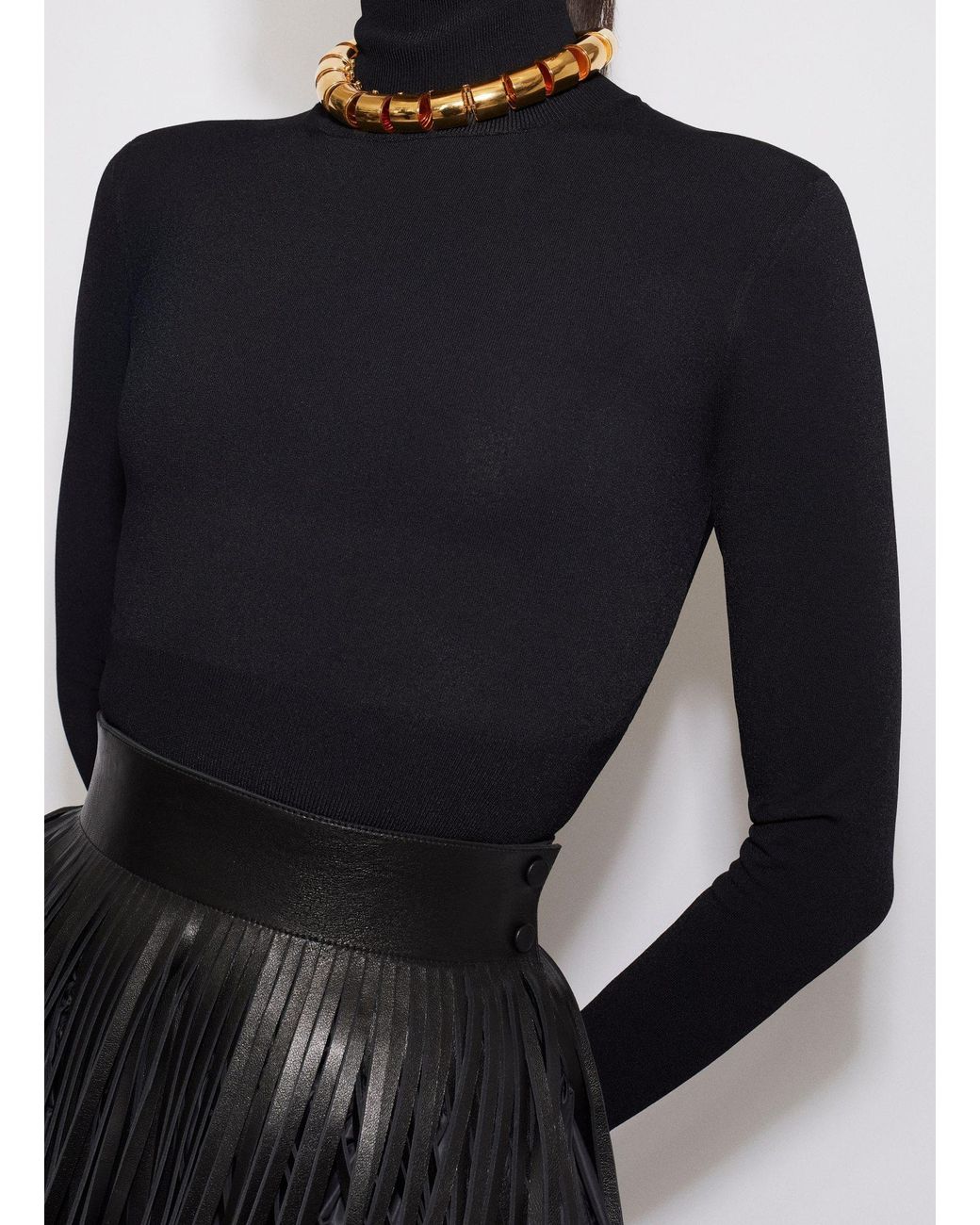 Alaïa Black Alaïa Turtleneck Fine-Knit Jumper