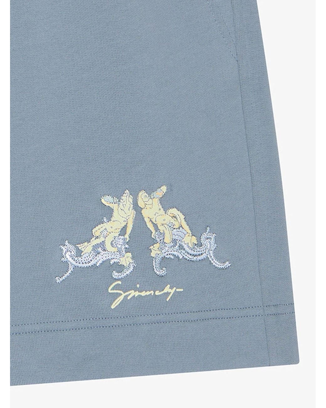 Givenchy Blue Logo Embroidered Bermuda Shorts for men