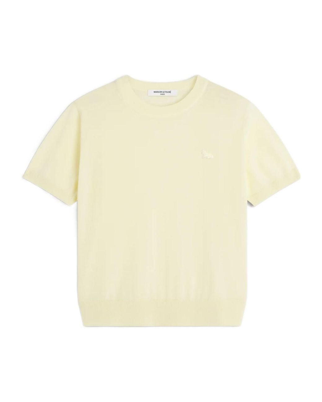 Maison Kitsuné Natural Short-Sleeved Wool Knit Sweater
