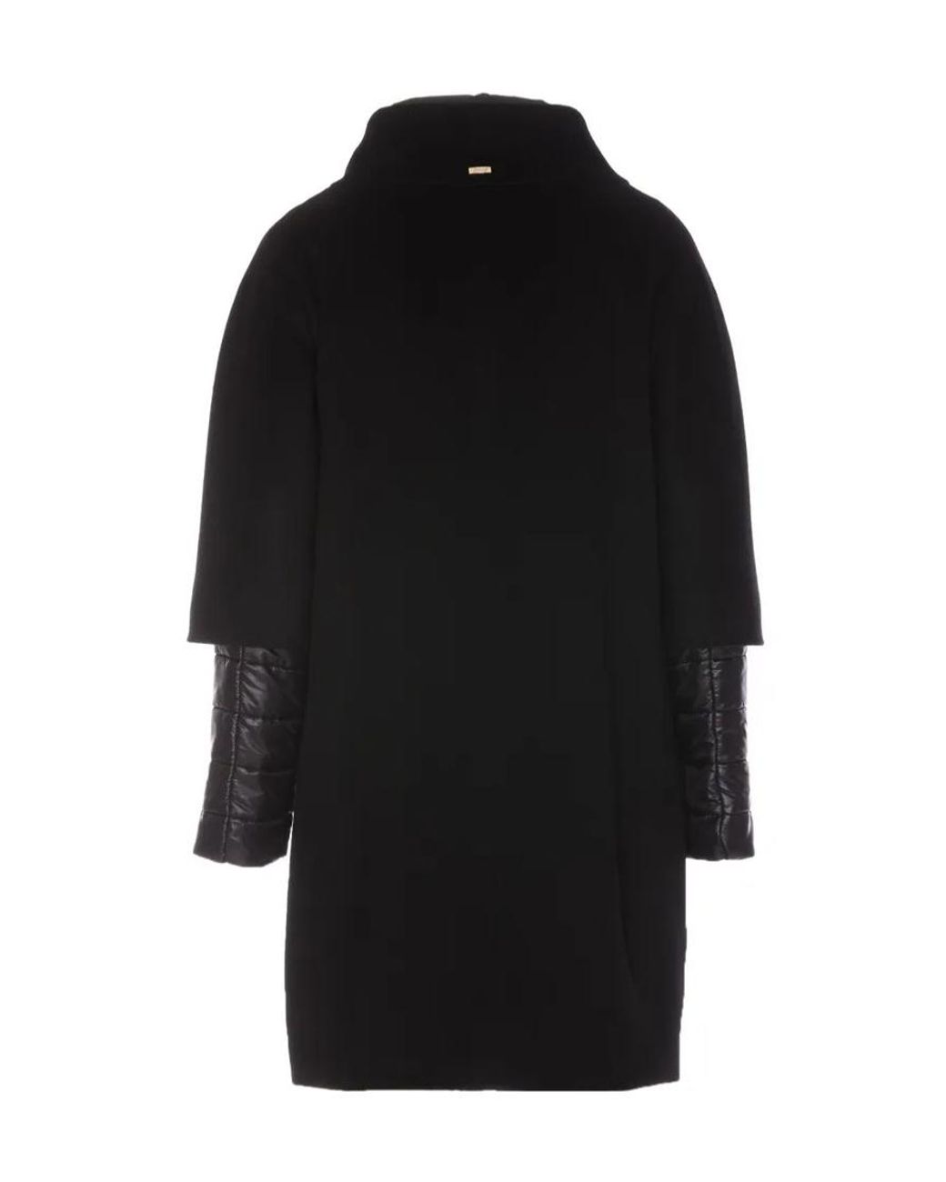 Herno Black Layered-Sleeved Zip-Up Down Coat