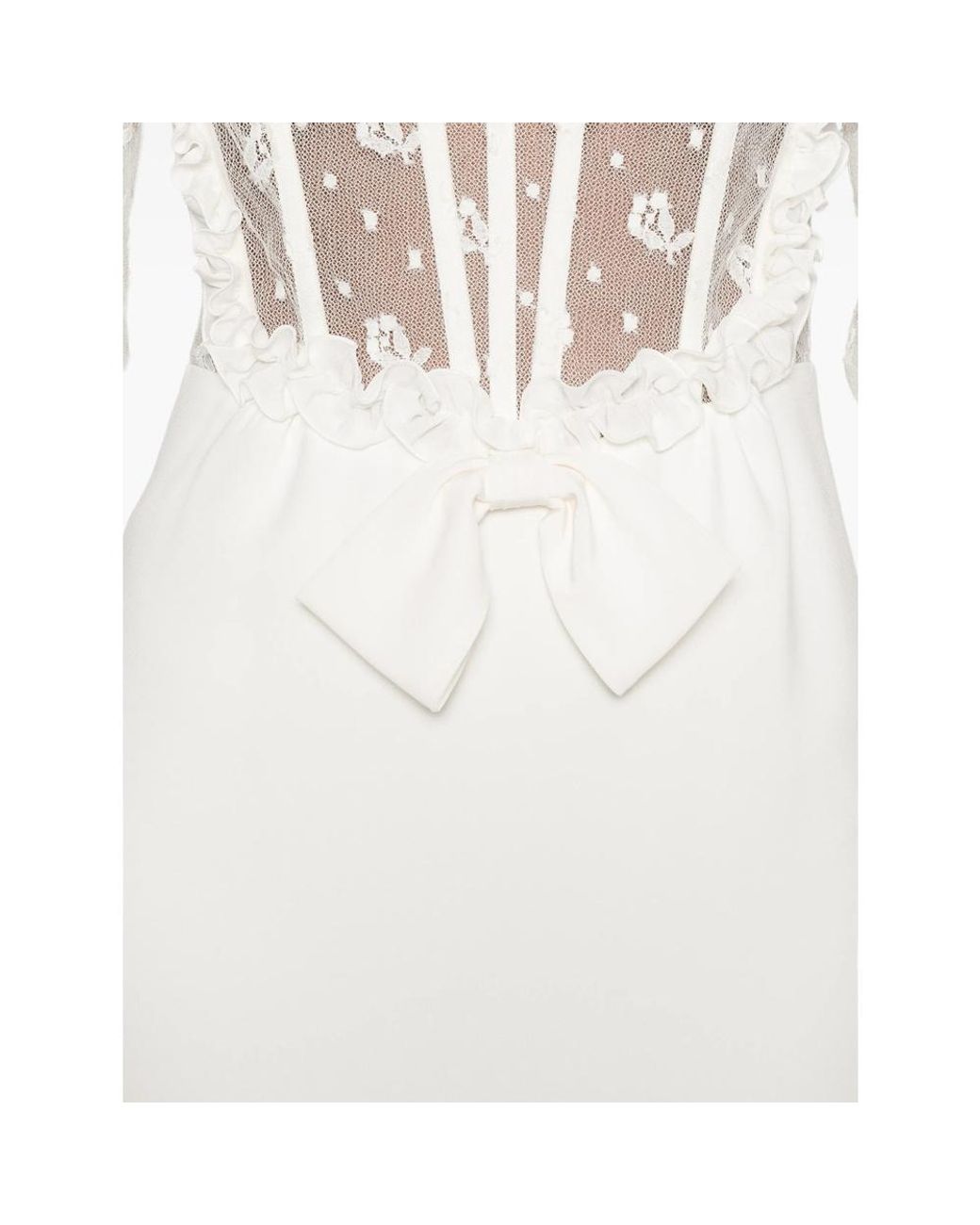 Alessandra Rich White Lace Bow Maxi Dress