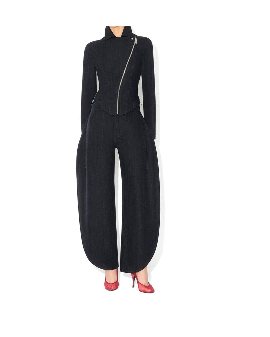 Alaïa Black Wool Denim Biker Jacket