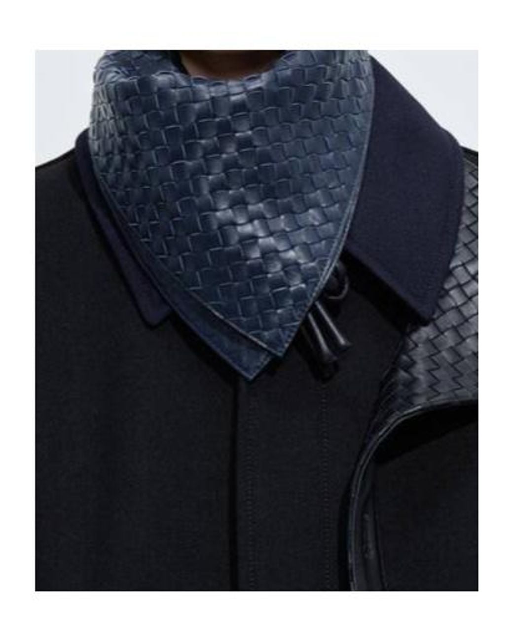 Bottega Veneta Blue Leather Intrecciato Foulard