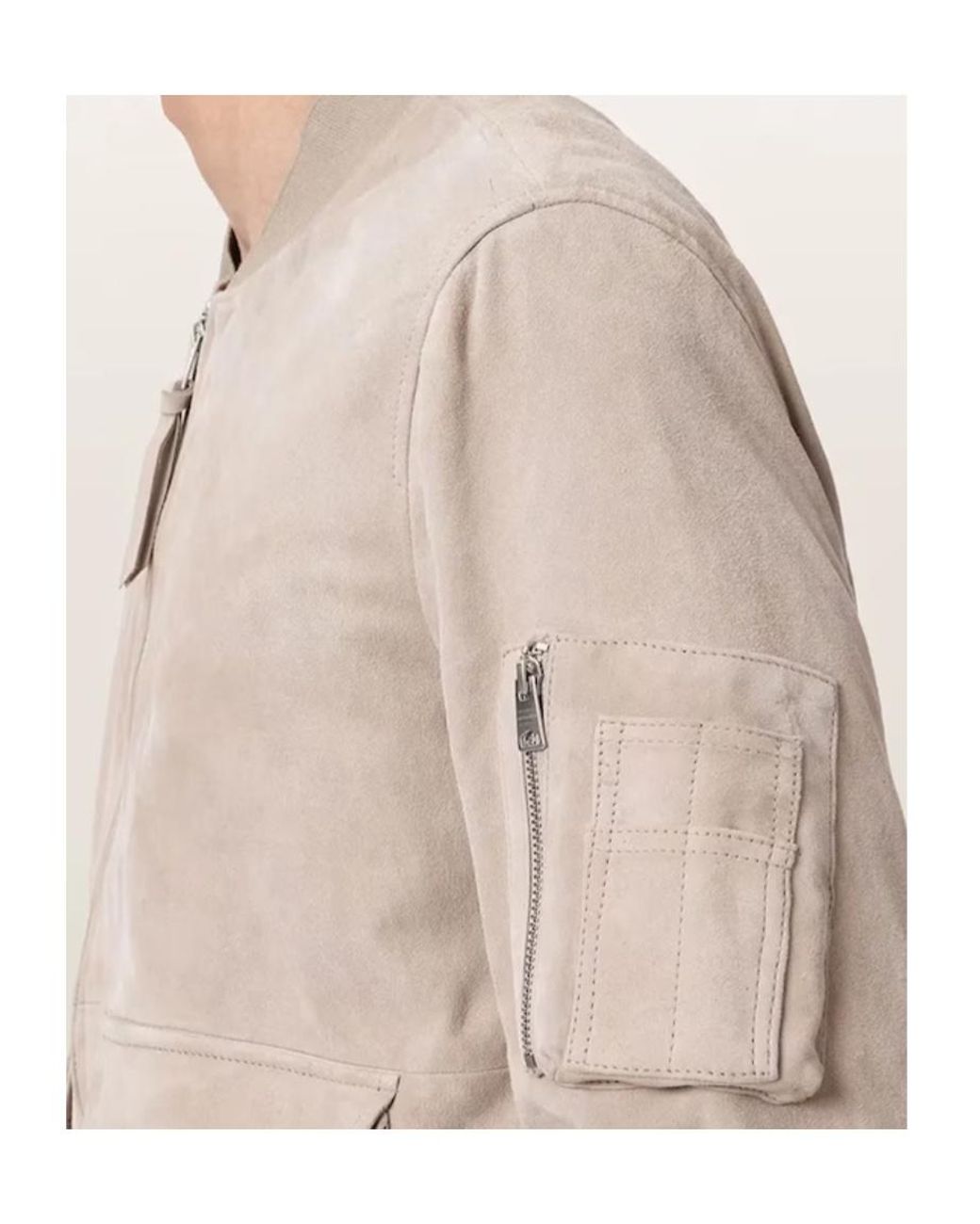 AllSaints Natural Long-Sleeve Leather Jacket for men