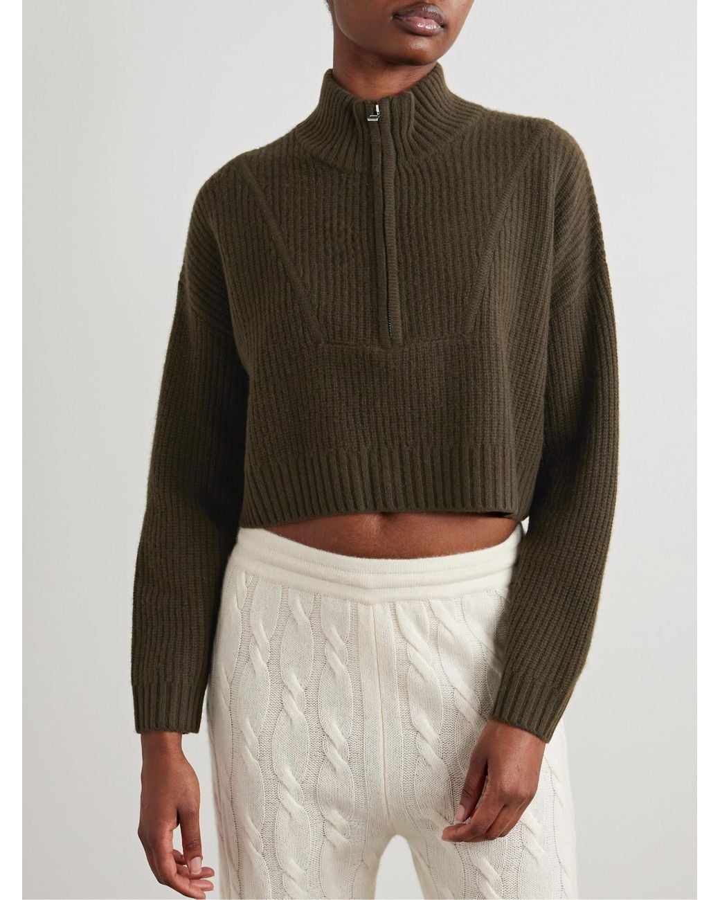 Staud Green Cashmere Short Sweater