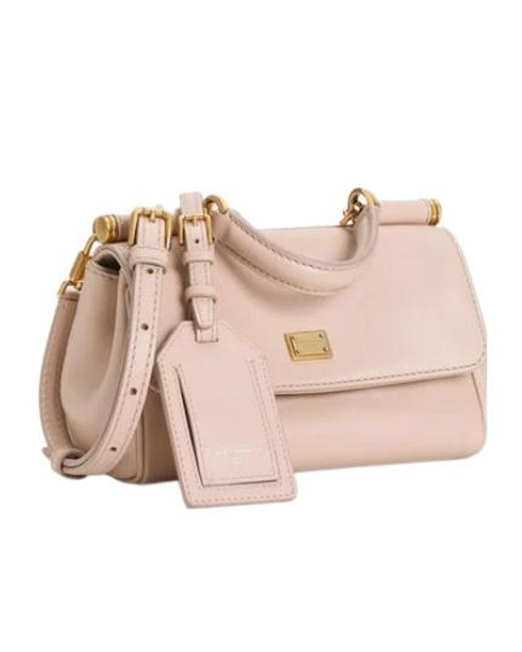 Dolce & Gabbana Pink Dolce & Gabbana Nude Leather Shoulder Bag