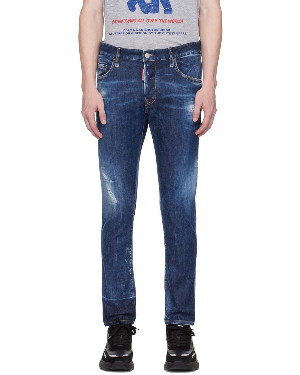 DSquared² Blue Slim Fit Distressed Jeans for men