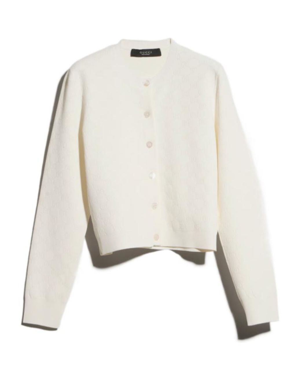 Gucci White Gg Fine Viscose Jacquard Cardigan