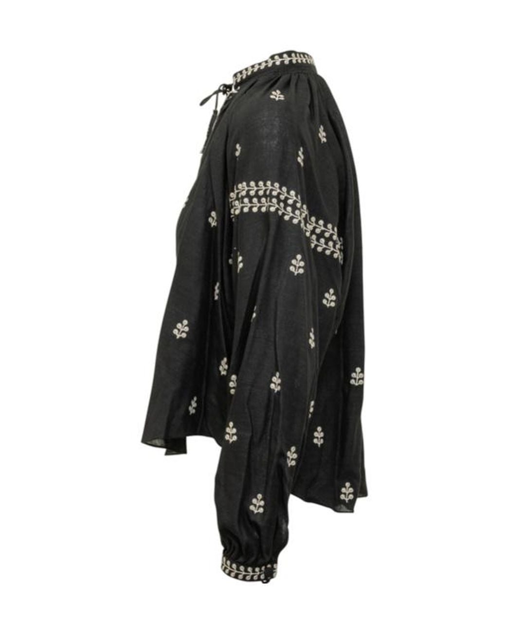 Isabel Marant Black Rodis Leaf Embroidered Tassel Top