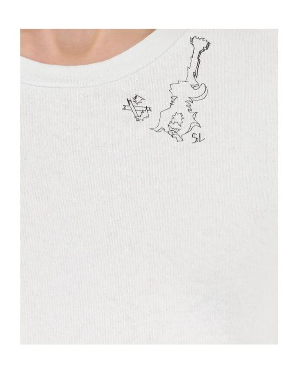 Saint Laurent White Guitar Motif T-Shirt