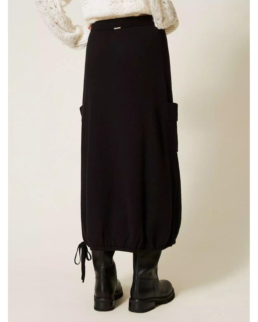 Twinset Black Drawstring Skirt